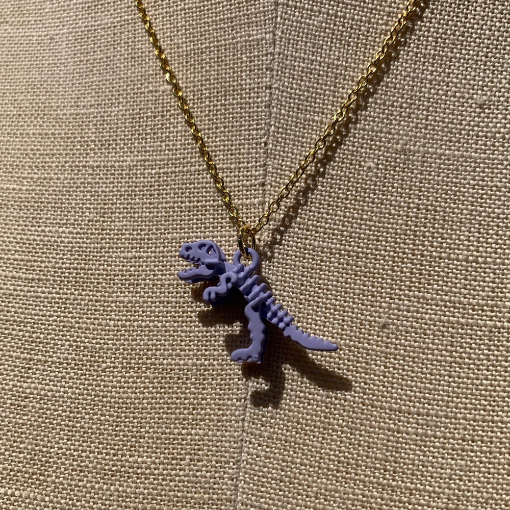 NWT Sterling Silver Plated Chain & Dinosaur 
Alloy Metal Charm Necklace - Picture 6 of 8